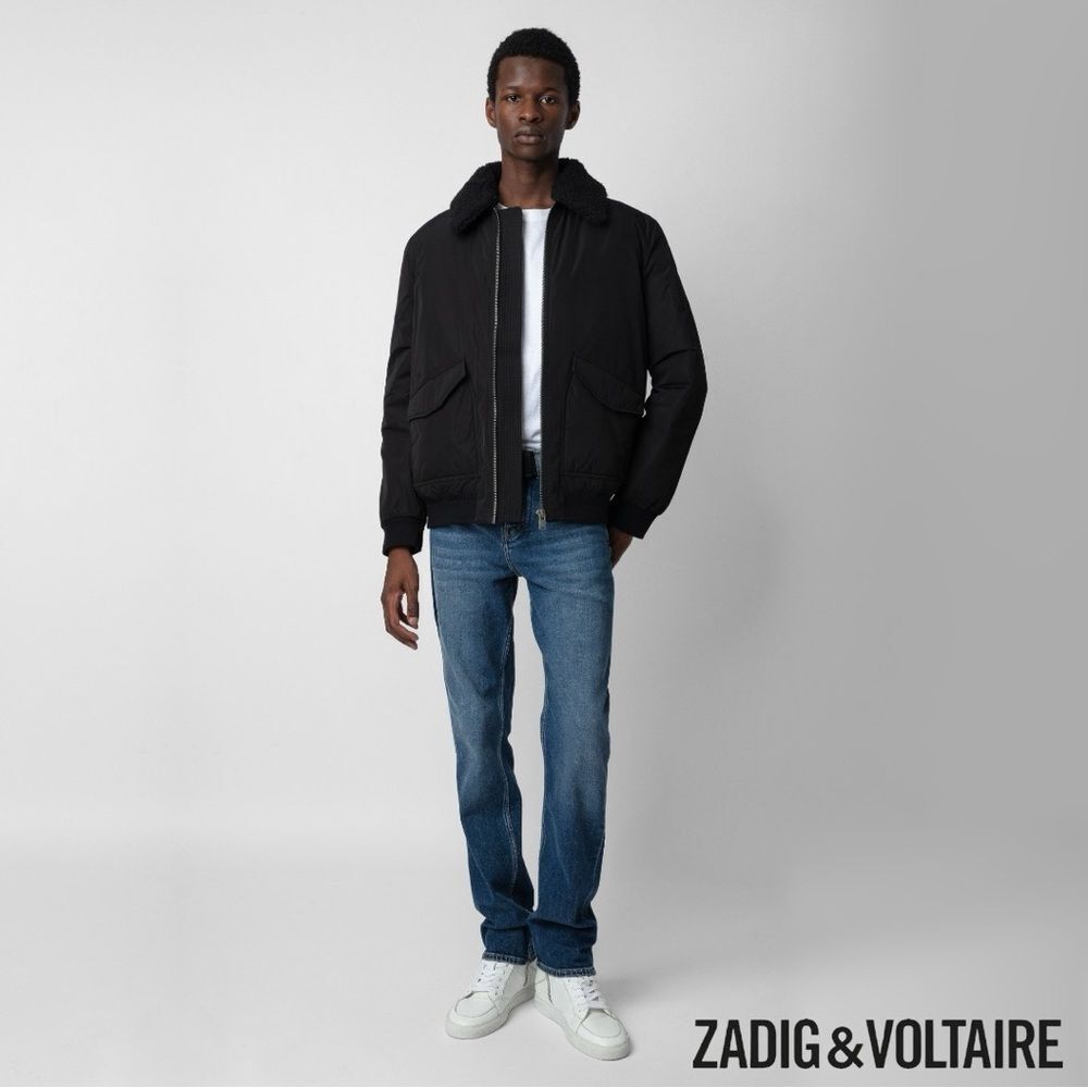 Zadig & Voltaire **NWT** 'Mate' Nylon Bomber Jacket with Faux Shearling Collar